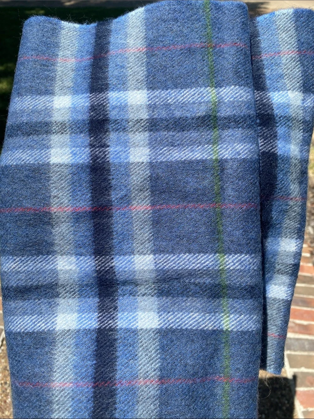 Aran Sweater Market Blue Plaid Rxtra Fine Merino Wool Scarf